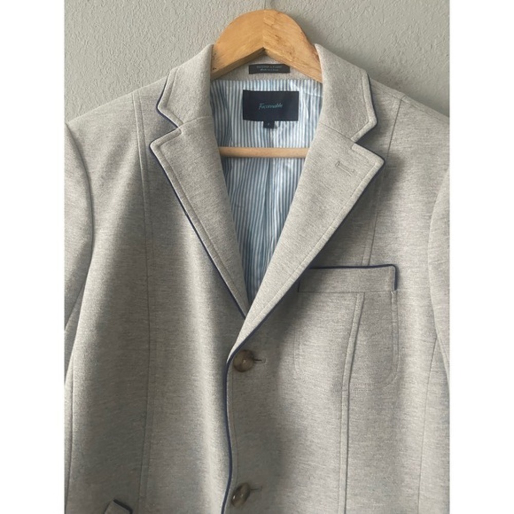 Faconnable Grey Navy Piped Lined Blazer - Picture 4 of 7